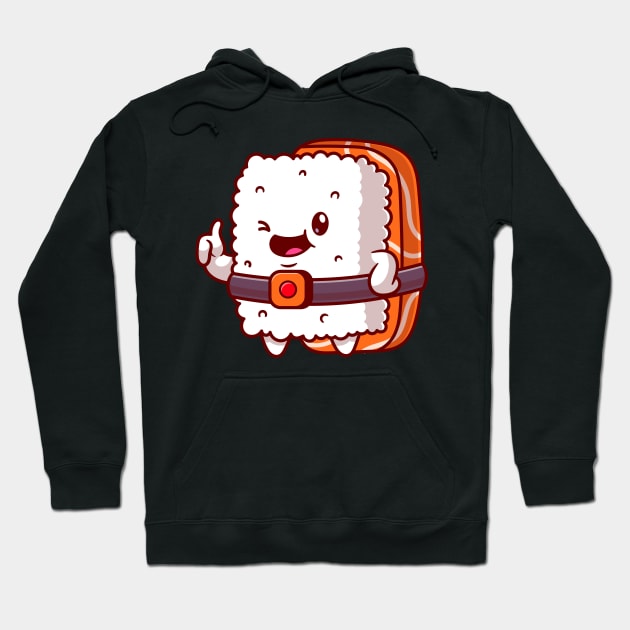 Cute Sushi Salmon Thumbs Up Cartoon Hoodie by Catalyst Labs